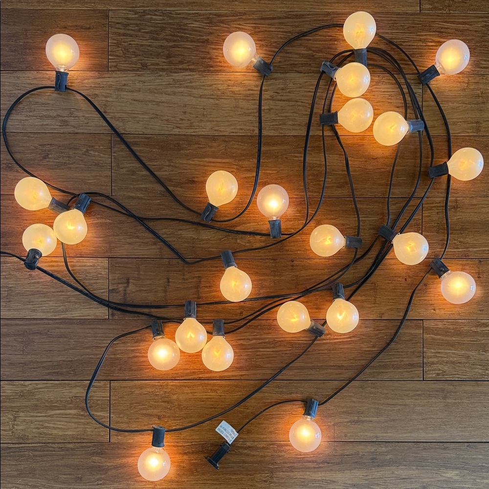Warm Patio String Lights 25 Foot 2” Frosted White Bulbs